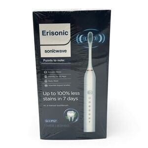 Erisonic sonicwave Q3 IPQ7 Electric Toothbrush‎ White 50 Day Standby
